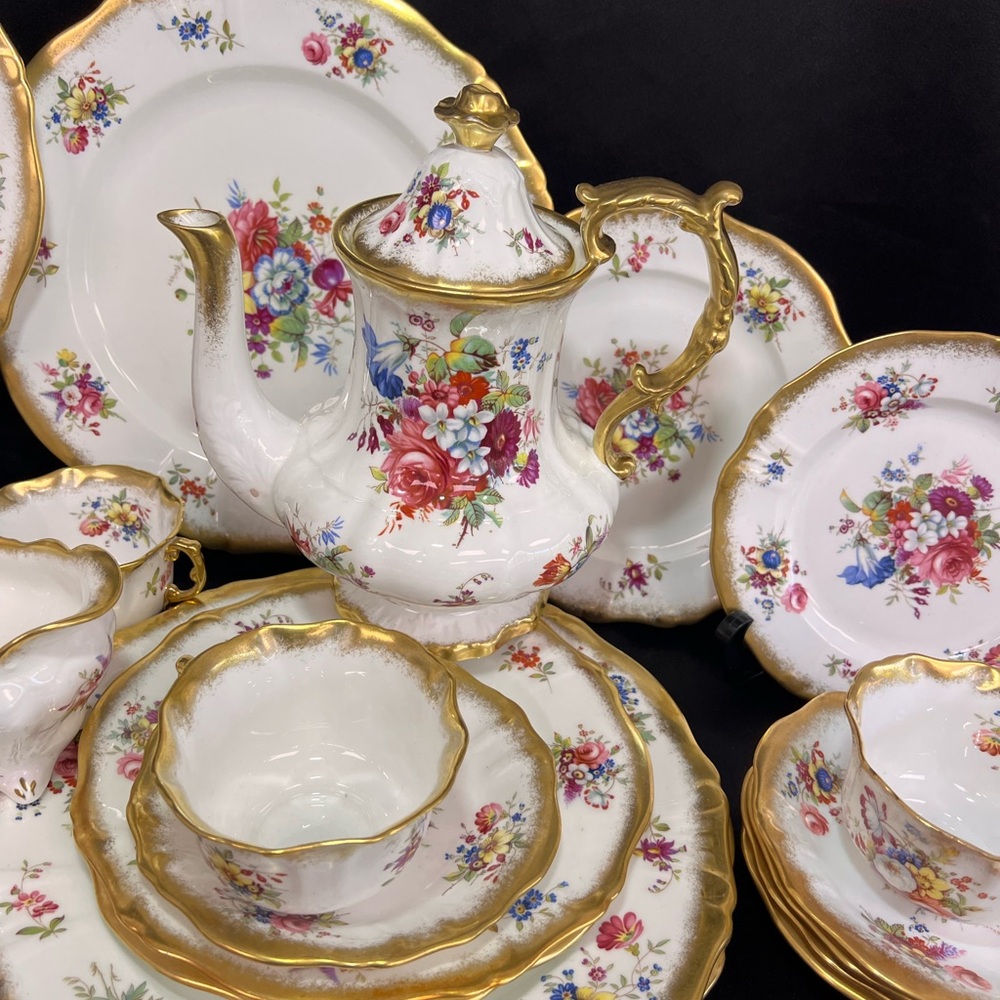 Antique Hammersley lady Patricia dinner for 8 people with tea pot and pitcher - Picture 14 of 16